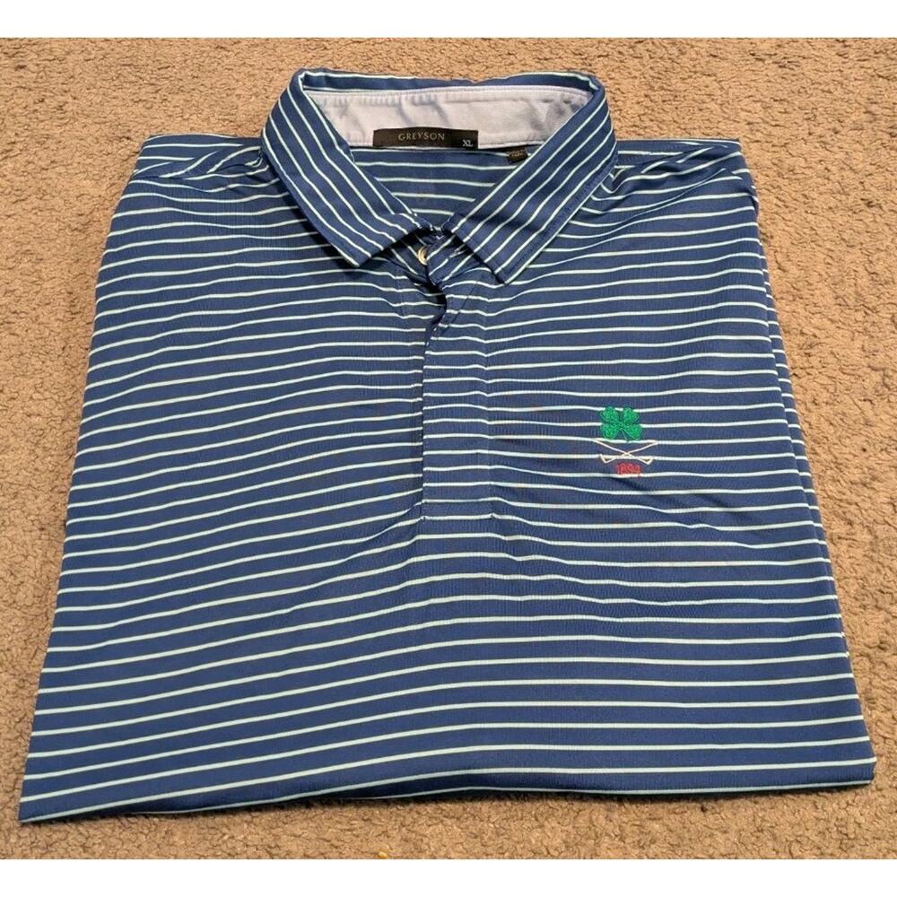 Greyson Morris County Golf Club Blue Striped Polo Men's XL